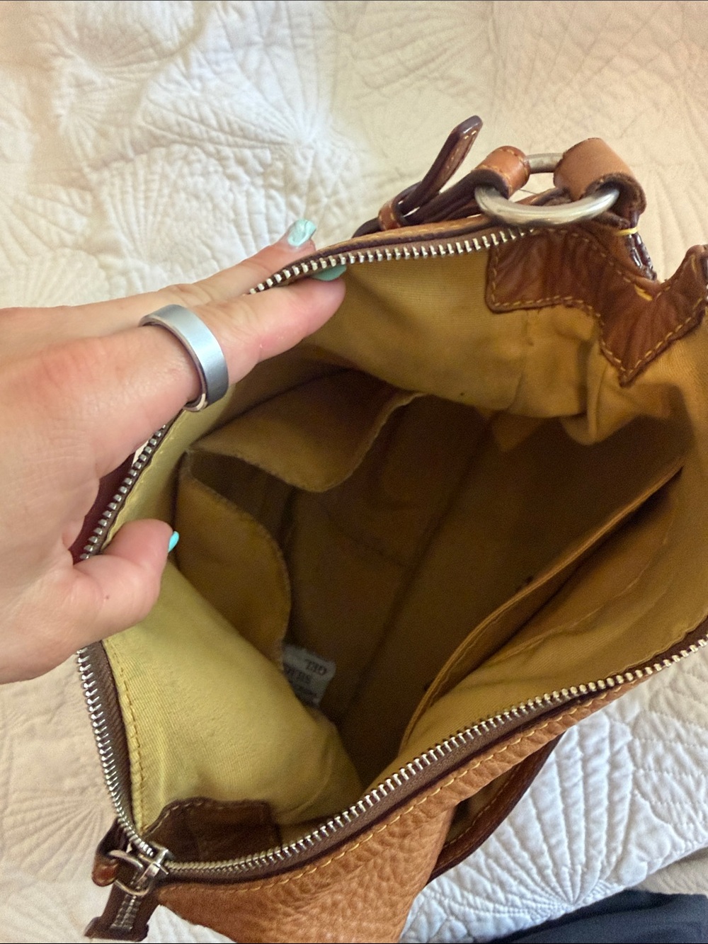 Coach Cognac Pebble Leather Shoulder Bag - Picture 5 of 10